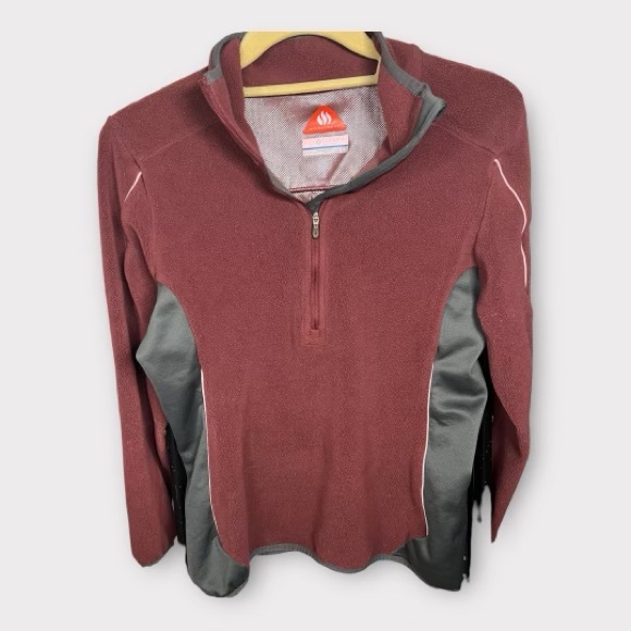 Columbia Womens Fleece Jacket Small Quarter Zip Omni-Heat Merlot and Gray - Picture 1 of 8